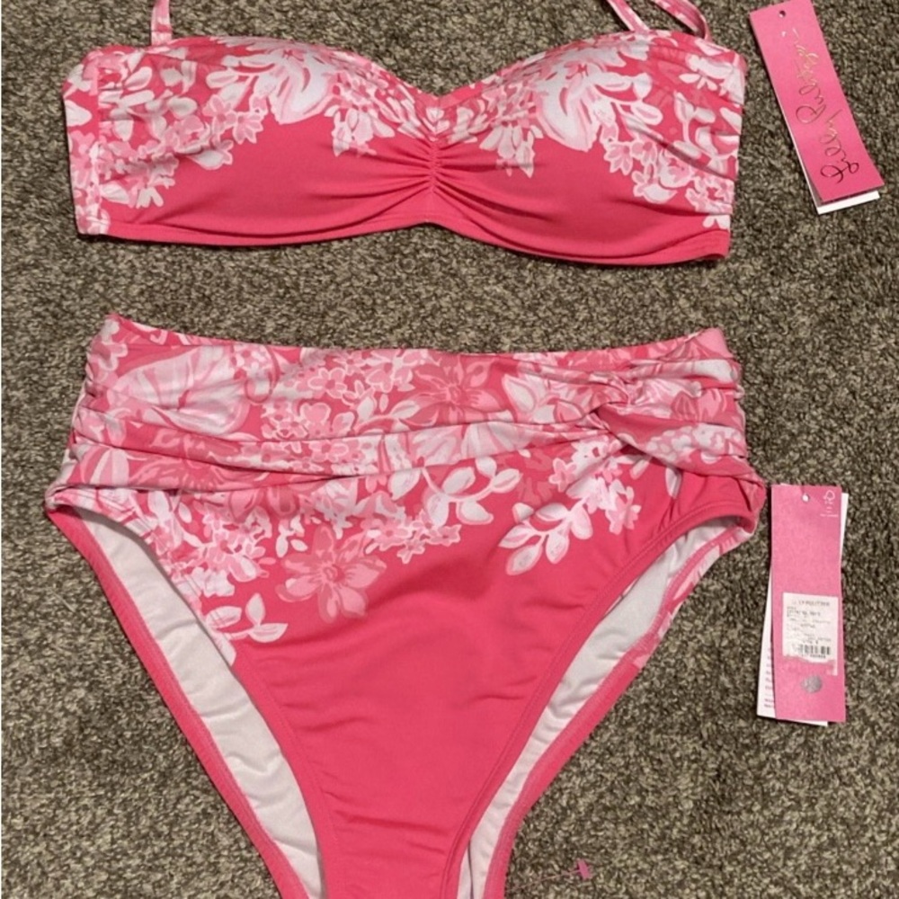 Lilly Pulitzer 8 Pink Shadow Dancer AISLYN & YARROW BIKINI 2pc Swimsuit Set NWT